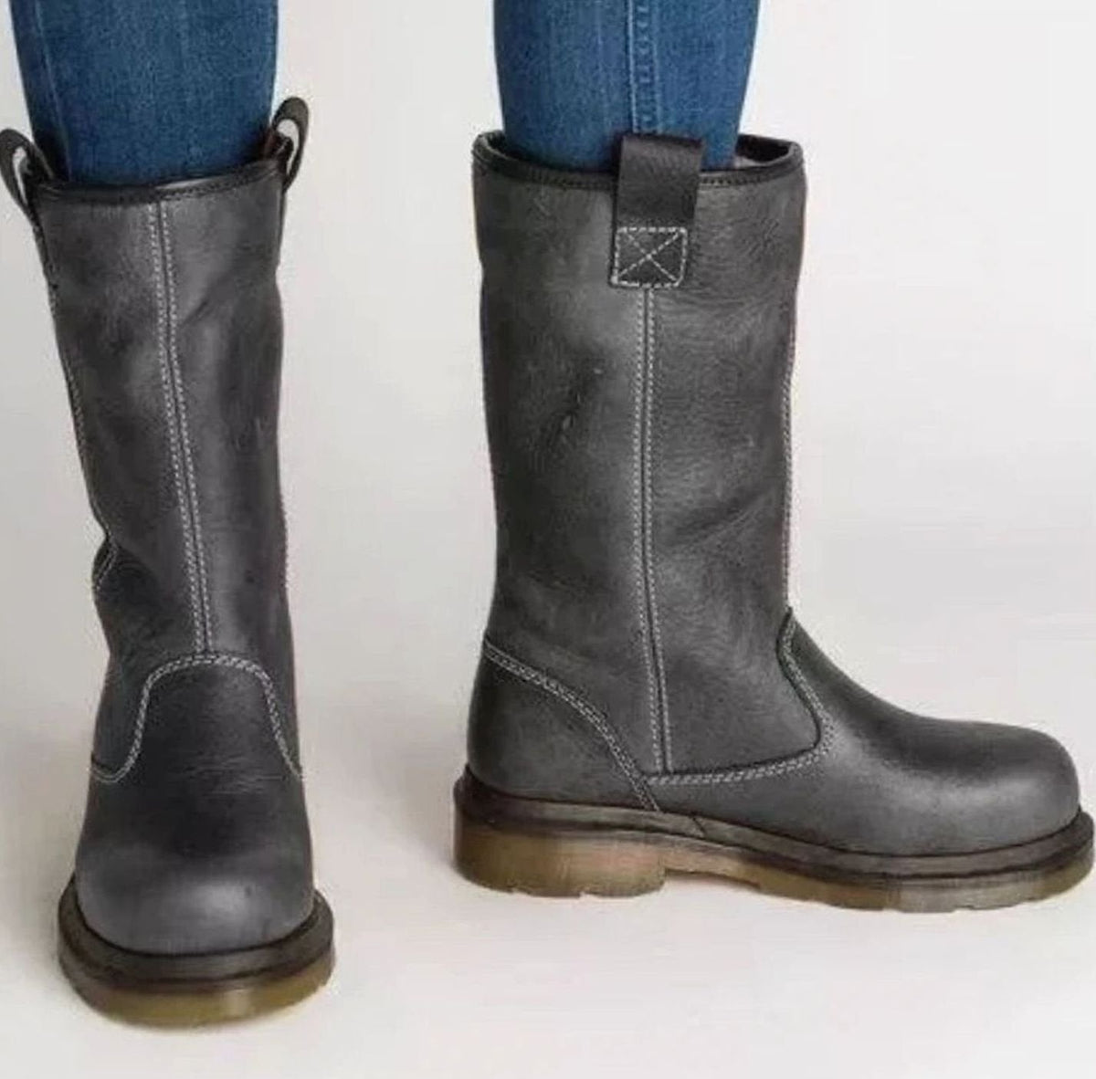 Stiefel Damen wadenhoch mit praktischem Anziehdesign - 3 - Annoboutique