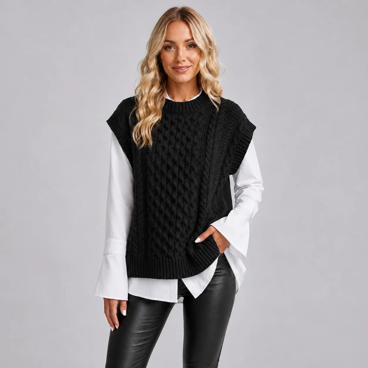 Ärmellose Damenweste mit klassischem Schnitt und modischem Design - 3 - Annoboutique