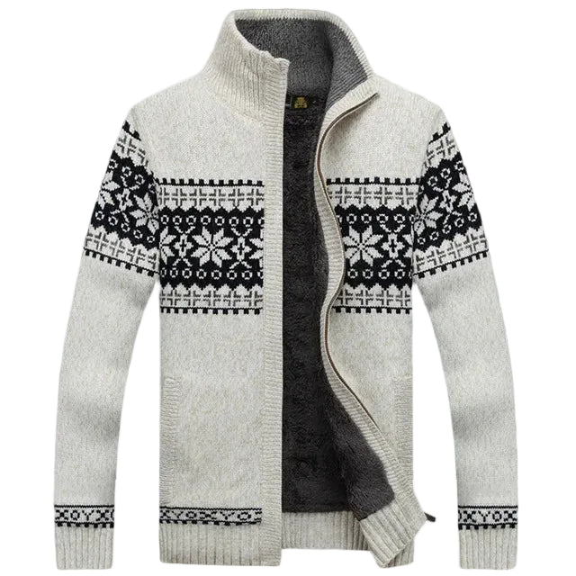 Cardigan Damen im Norwegerstil mit hohem Kragen und langen Ärmeln - 2 - Annoboutique