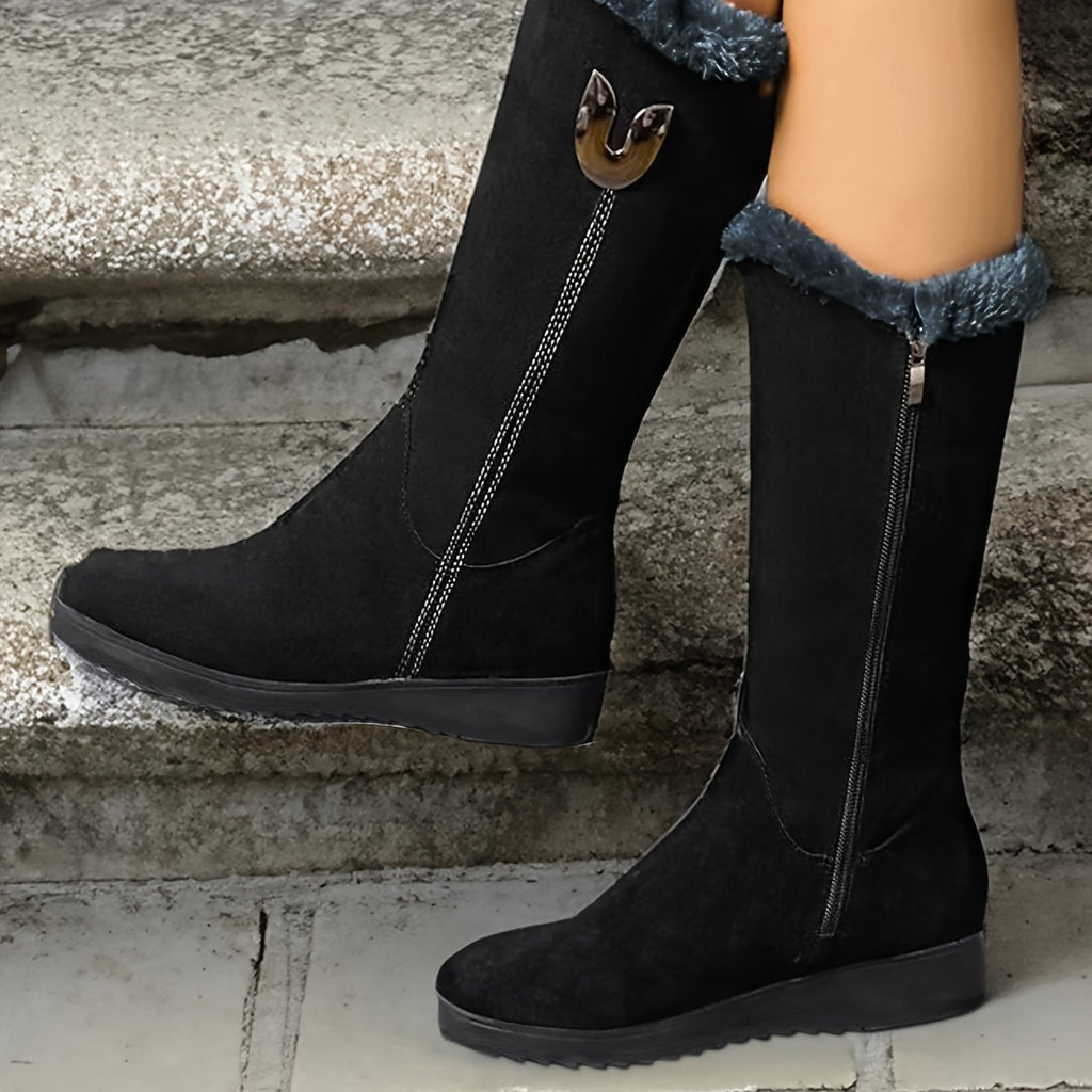 Damen Stiefel mit Reißverschluss und kuscheligem Kragen - 2 - Annoboutique