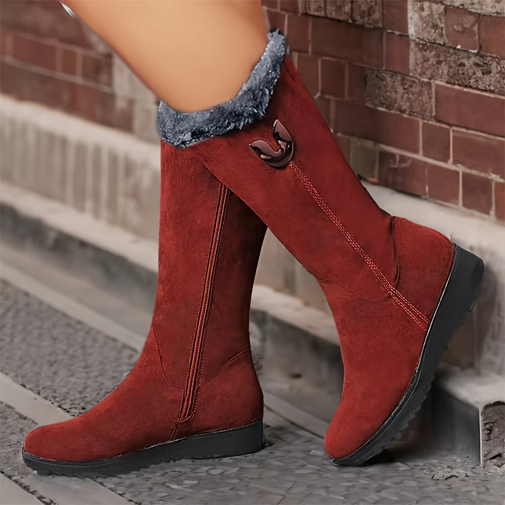 Damen Stiefel mit Reißverschluss und kuscheligem Kragen - 3 - Annoboutique