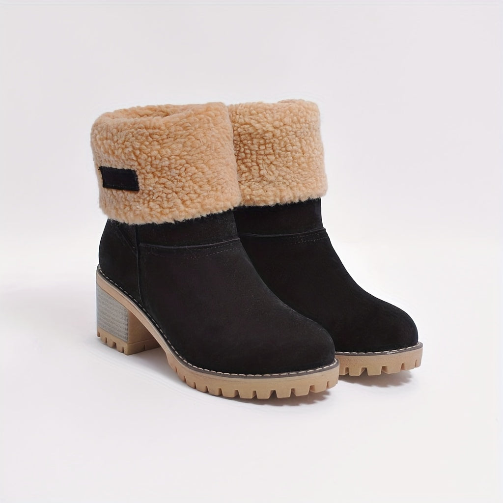 Stiefeletten Damen mit Blockabsatz und kuscheligem Kragen - 1 - Annoboutique