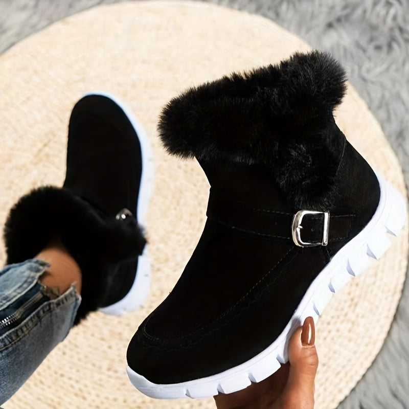 Damen Boots mit kuscheligem Fellkragen und praktischem Reißverschluss - 1 - Annoboutique