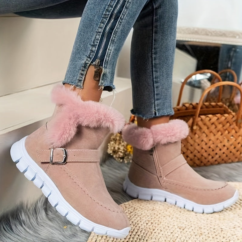 Damen Boots mit kuscheligem Fellkragen und praktischem Reißverschluss - 3 - Annoboutique