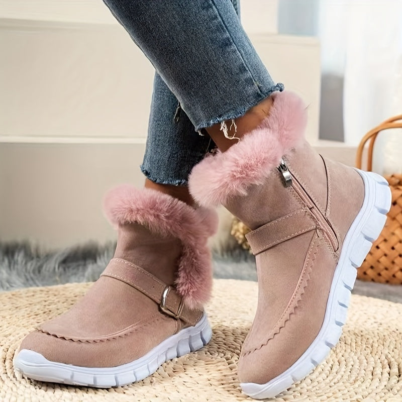Damen Boots mit kuscheligem Fellkragen und praktischem Reißverschluss - 4 - Annoboutique
