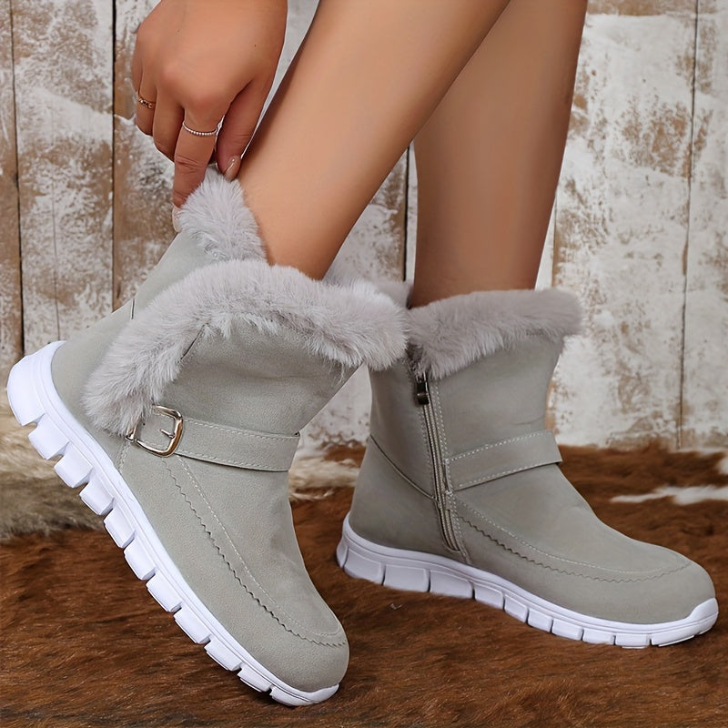 Damen Boots mit kuscheligem Fellkragen und praktischem Reißverschluss - 5 - Annoboutique