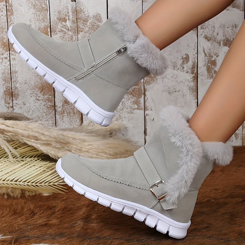 Damen Boots mit kuscheligem Fellkragen und praktischem Reißverschluss - 8 - Annoboutique