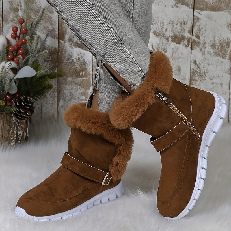 Damen Boots mit kuscheligem Fellkragen und praktischem Reißverschluss - 9 - Annoboutique