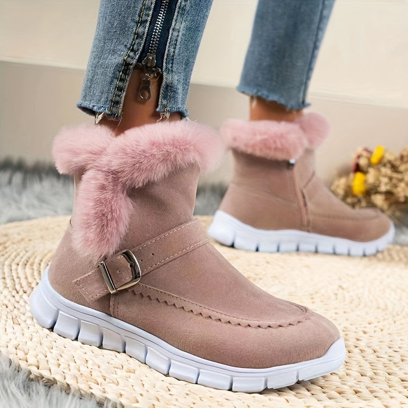 Damen Boots mit kuscheligem Fellkragen und praktischem Reißverschluss - 10 - Annoboutique