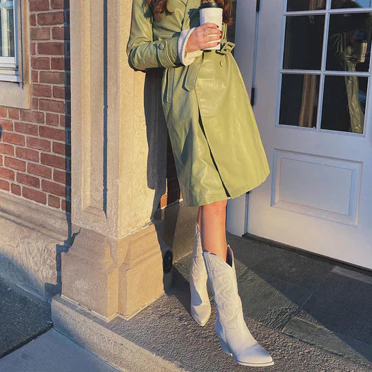 Western Boots Damen mit Reißverschluss und Blockabsatz in Rosé - 7 - Annoboutique