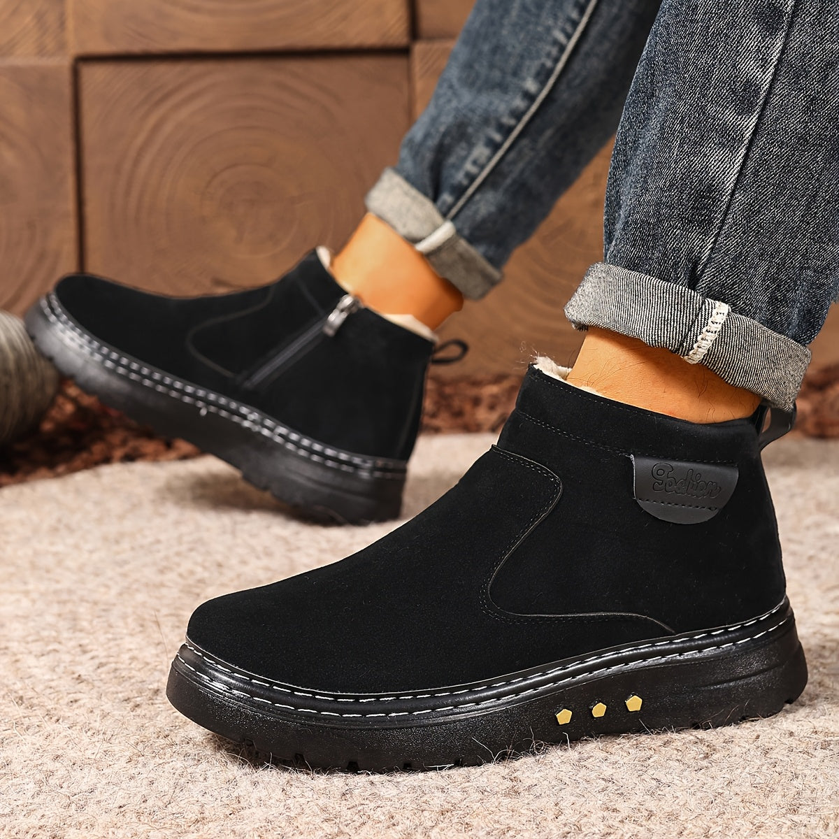 Damen Ankle Boots mit Reißverschluss und kuscheligem Innenfutter - 4 - Annoboutique