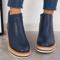 Damen Ankle Boots mit Keilabsatz und Reißverschluss - 6 - Annoboutique