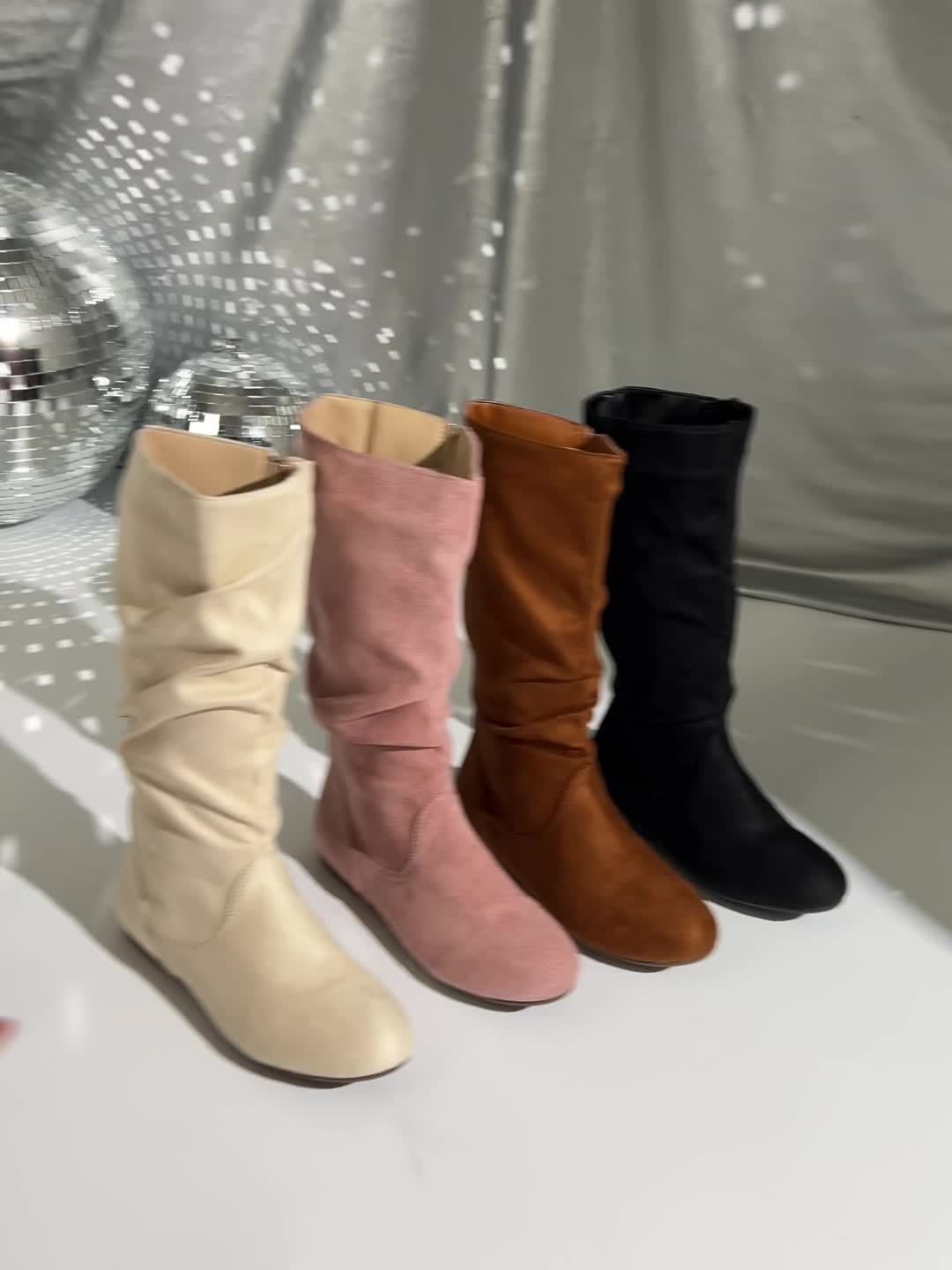 Schlupfstiefel Damen mit ansprechender Raffung und praktischem Reißverschluss - 14 - Annoboutique