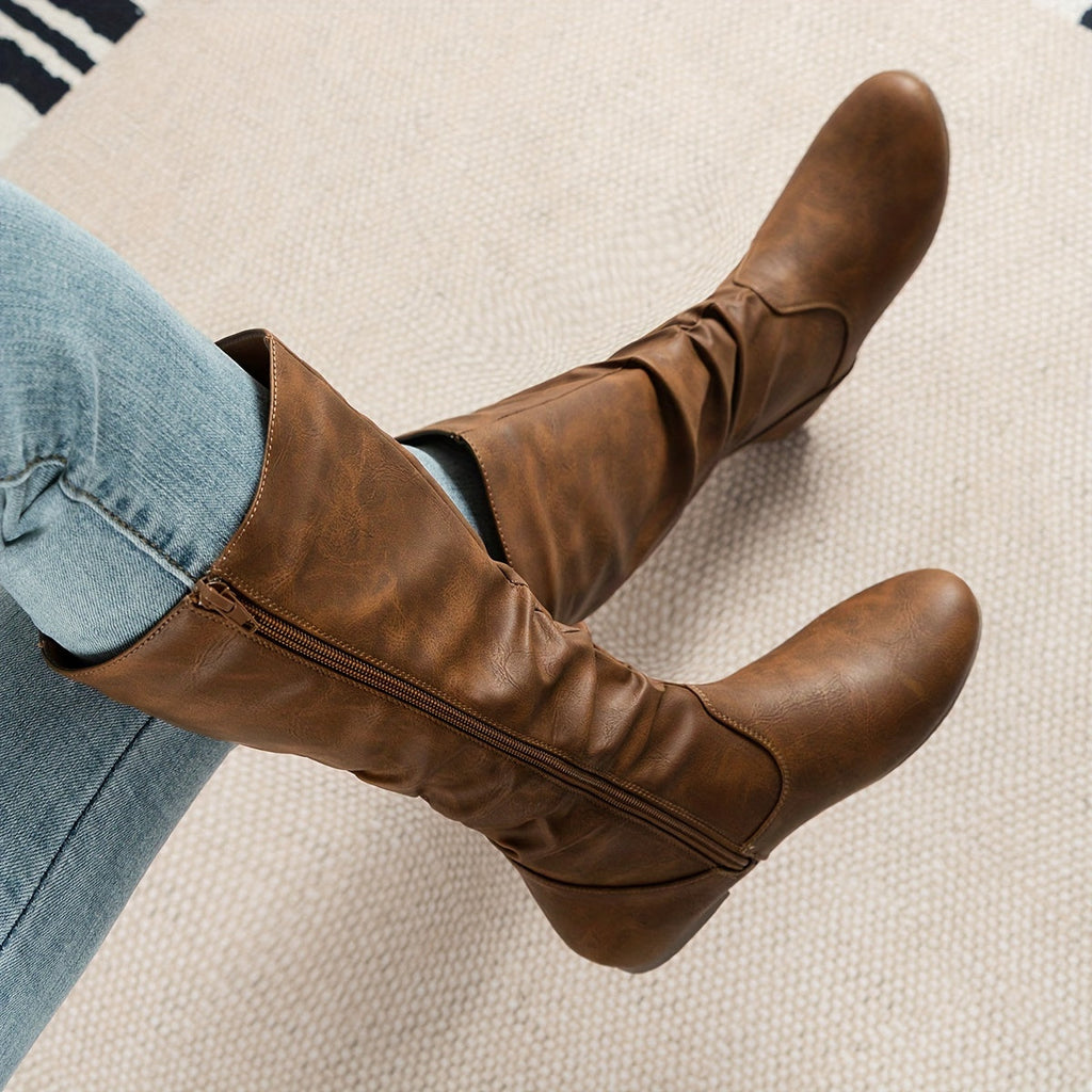 Damen Stiefel mit Slouch-Schnitt und praktischem Reißverschluss - 2 - Annoboutique