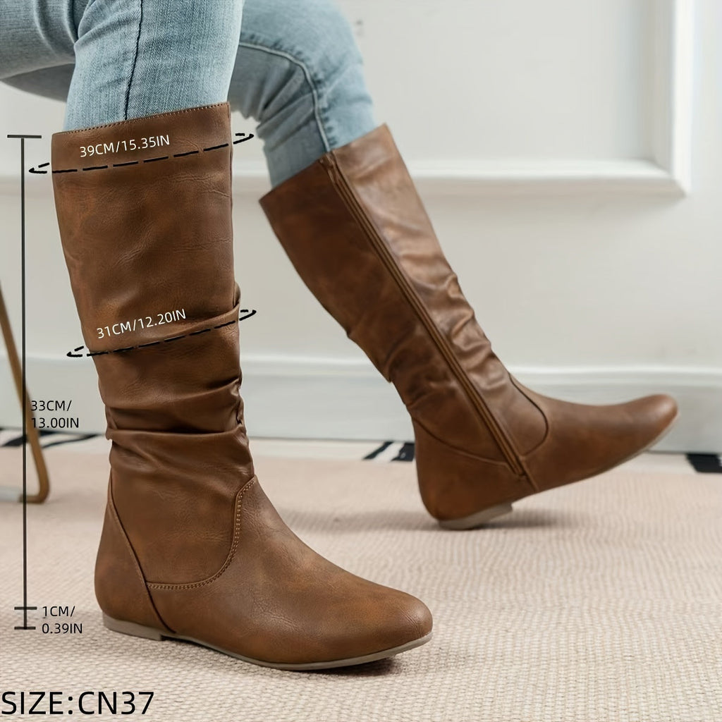 Damen Stiefel mit Slouch-Schnitt und praktischem Reißverschluss - 3 - Annoboutique