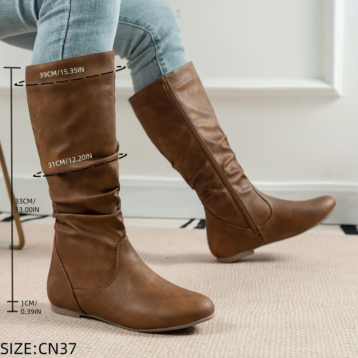Damen Stiefel mit Slouch-Schnitt und praktischem Reißverschluss - 3 - Annoboutique