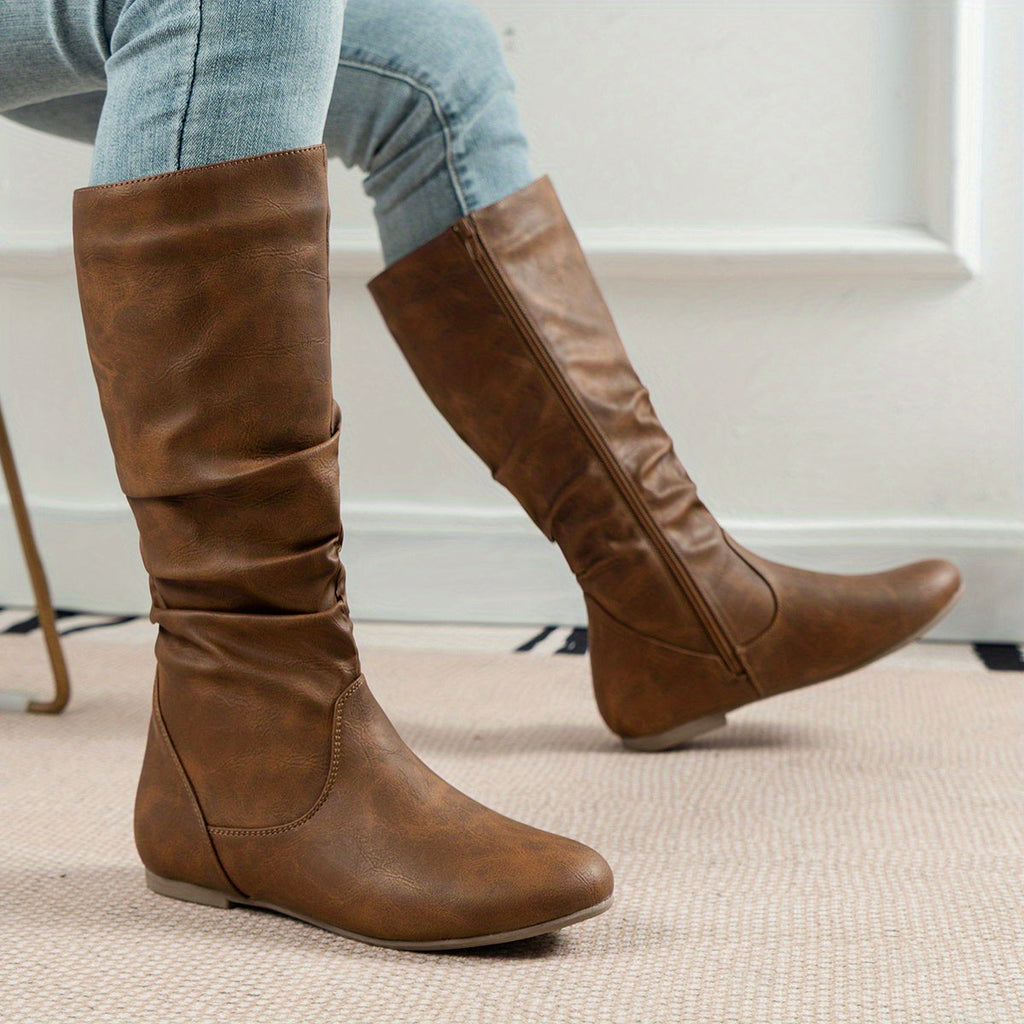 Damen Stiefel mit Slouch-Schnitt und praktischem Reißverschluss - 4 - Annoboutique