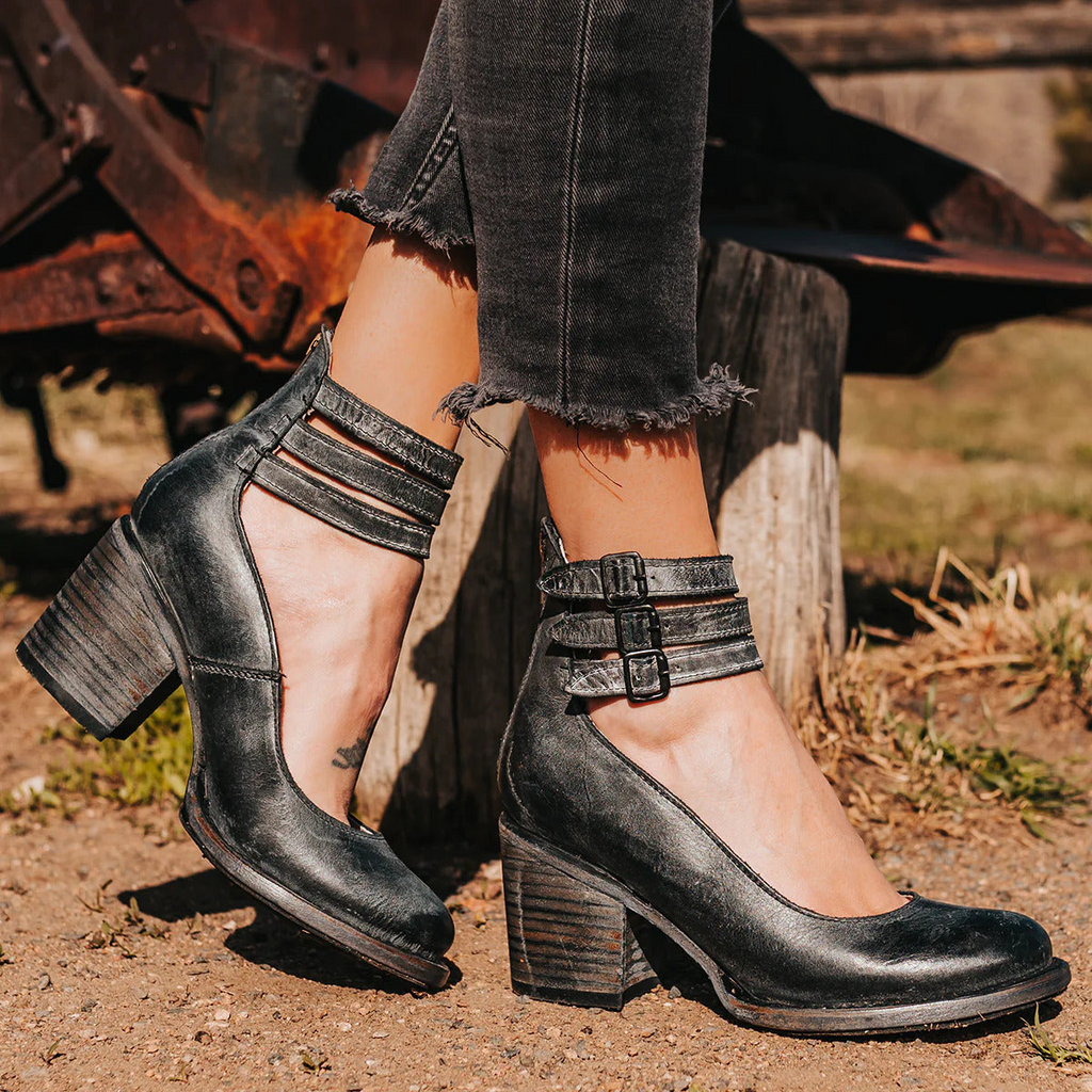 Damen Heels mit Blockabsatz und verstellbaren Riemchen - 2 - Annoboutique