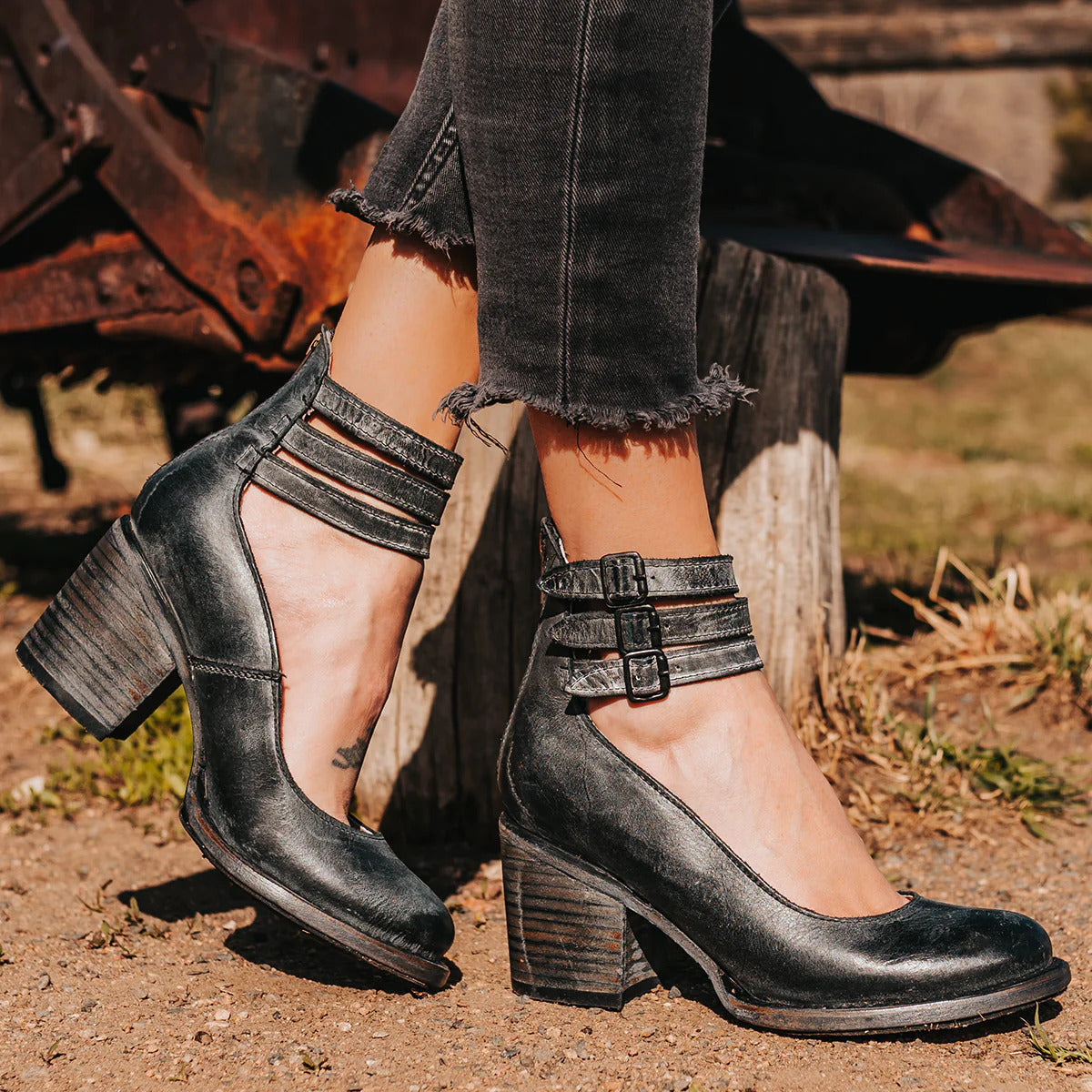 Damen Heels mit Blockabsatz und verstellbaren Riemchen - 2 - Annoboutique