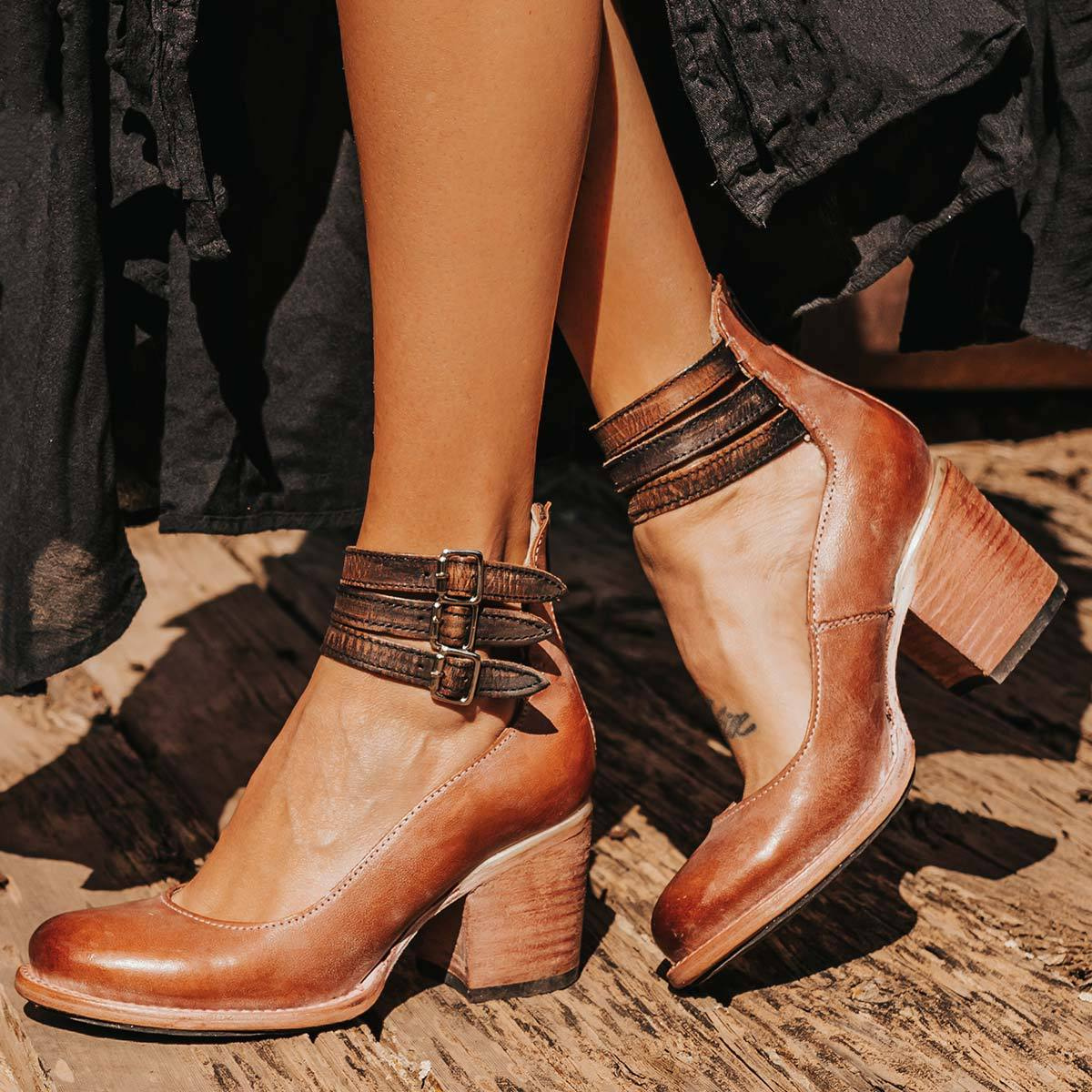 Damen Heels mit Blockabsatz und verstellbaren Riemchen - 5 - Annoboutique