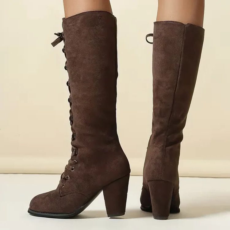 Damen Stiefel mit Schnürung und elegantem Blockabsatz - 3 - Annoboutique
