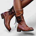 Damen Schnürstiefel mit Blockabsatz und modischen Nieten - 1 - Annoboutique