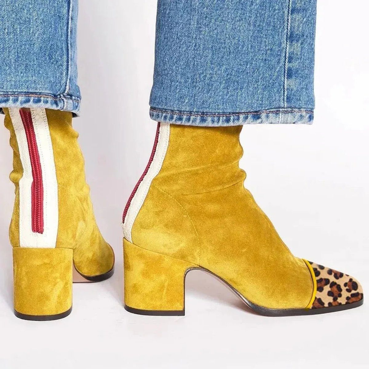 Damen Stiefel mit Blockabsatz und Leopardenmuster - 1 - Annoboutique