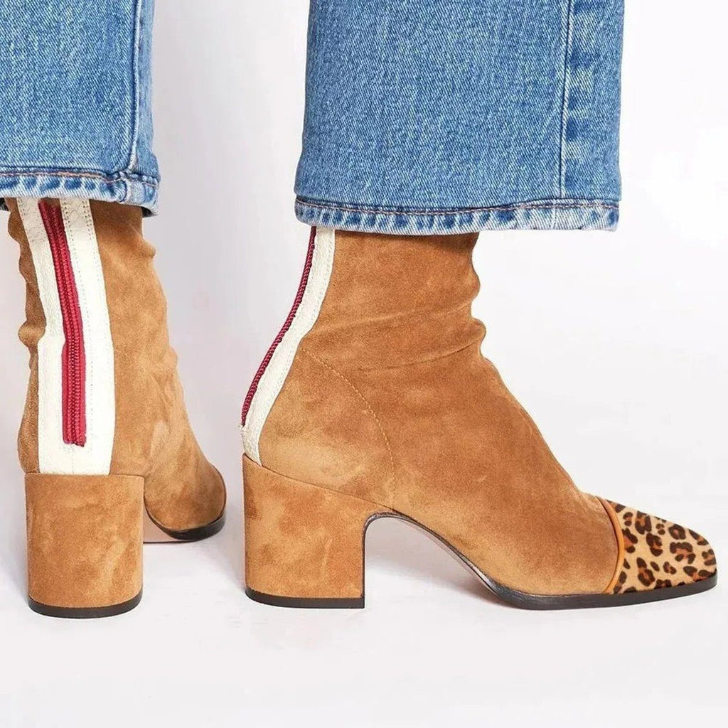 Damen Stiefel mit Blockabsatz und Leopardenmuster - 2 - Annoboutique