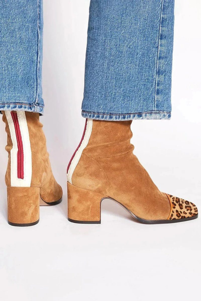 Damen Stiefel mit Blockabsatz und Leopardenmuster - 3 - Annoboutique