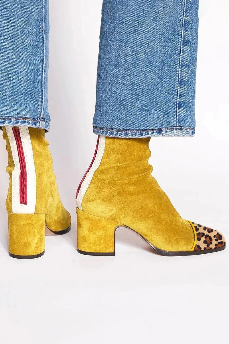Damen Stiefel mit Blockabsatz und Leopardenmuster - 5 - Annoboutique
