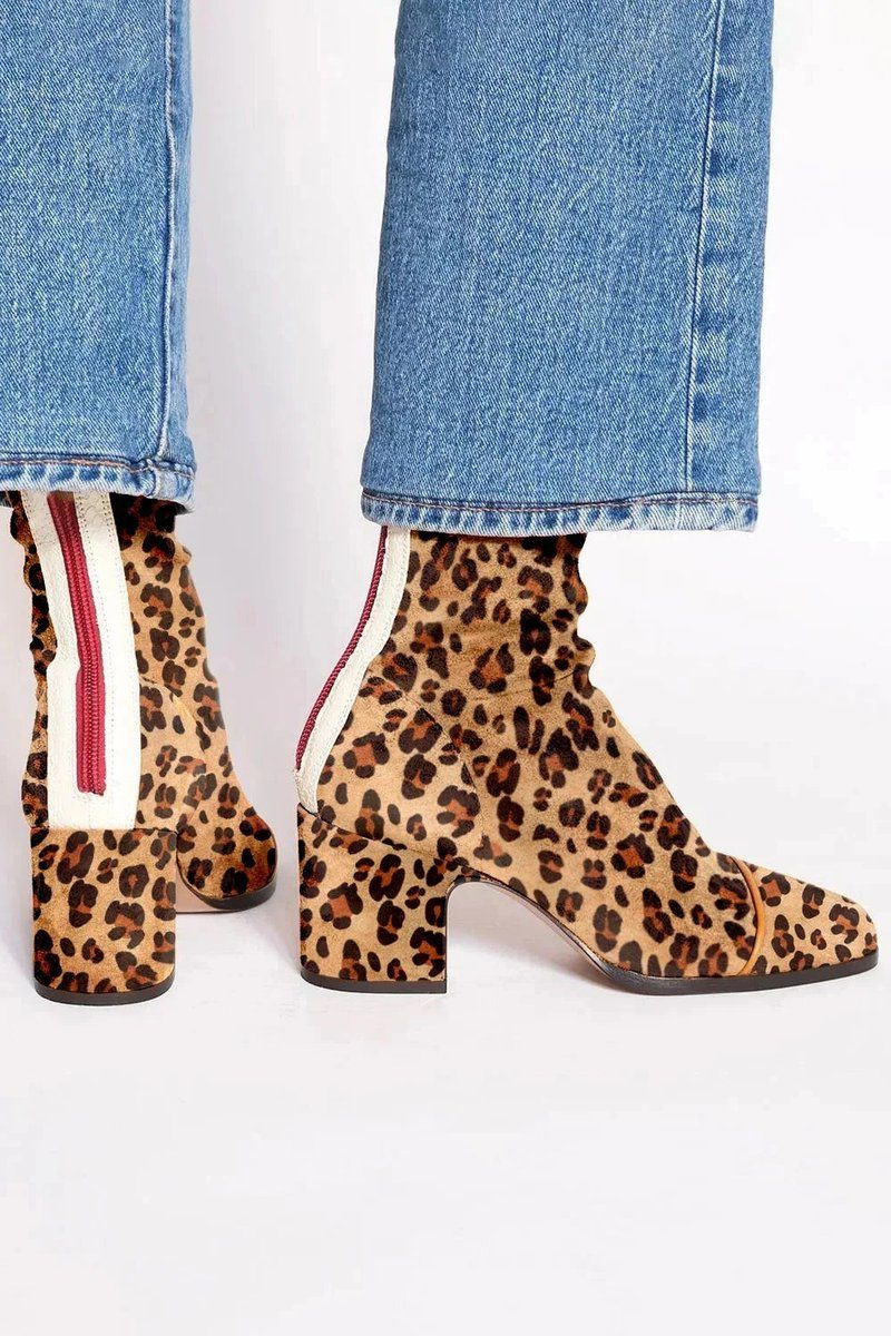 Damen Stiefel mit Blockabsatz und Leopardenmuster - 6 - Annoboutique