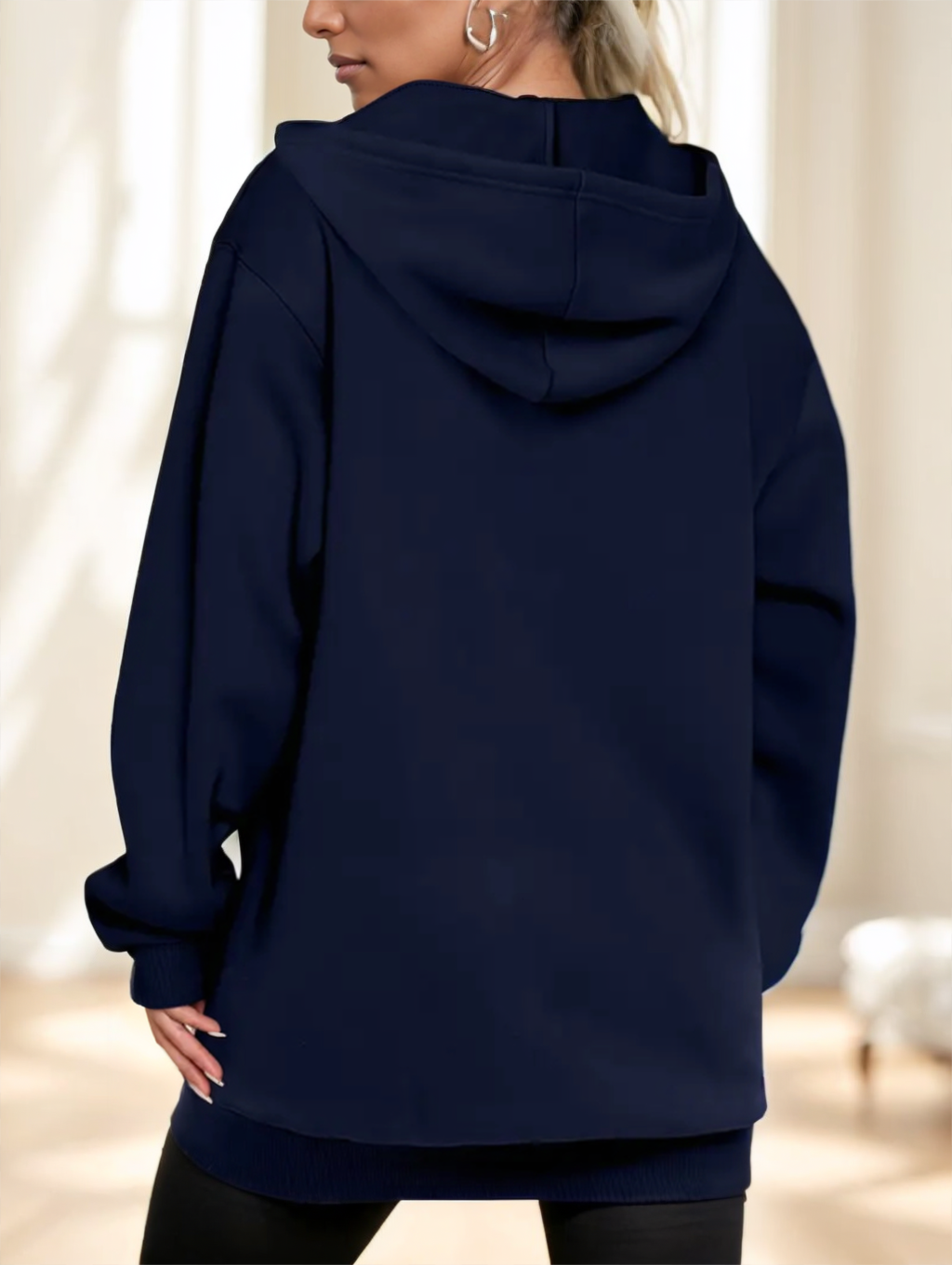 Damen Hoodie mit Reißverschluss und Kapuze + lässiger Schnitt - 5 - Annoboutique