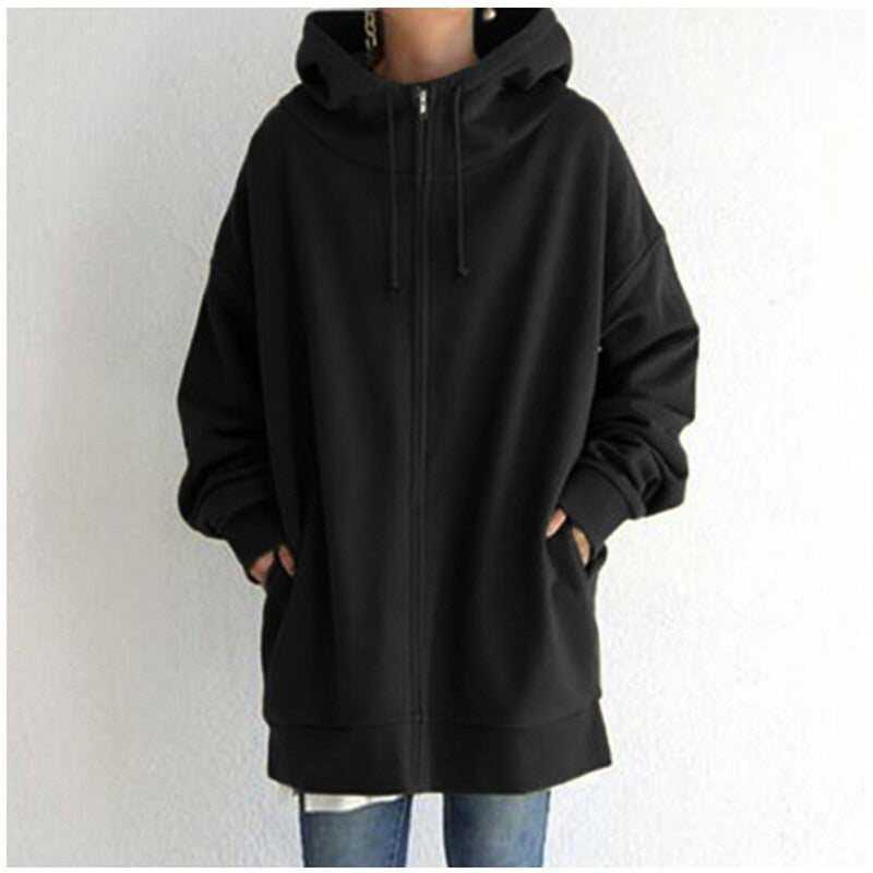 Oversized Hoodie Damen mit Kapuze und praktischen Reißverschluss - 3 - Annoboutique