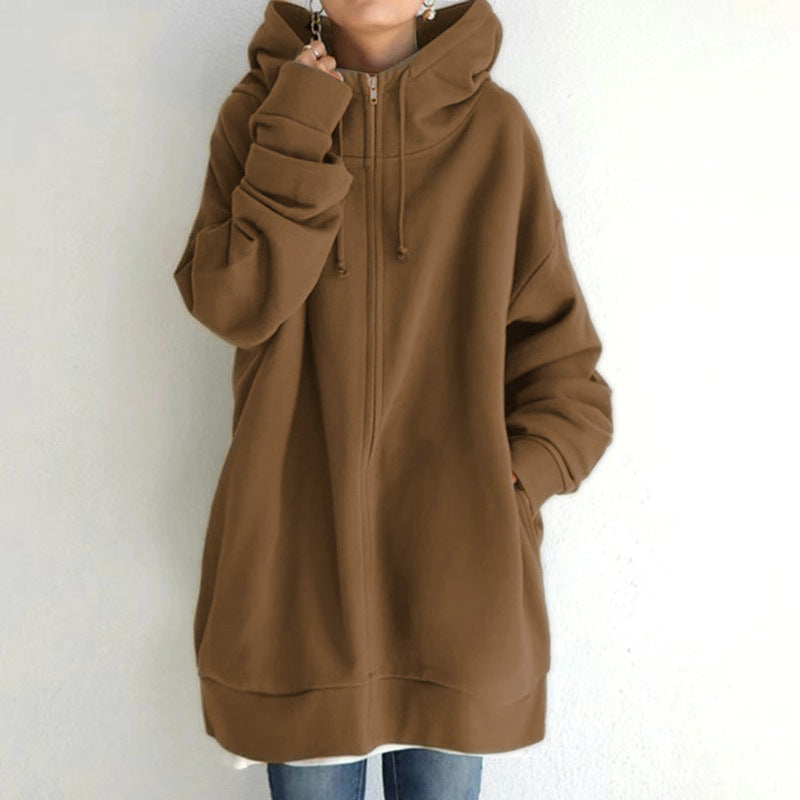 Oversized Hoodie Damen mit Kapuze und praktischen Reißverschluss - 4 - Annoboutique
