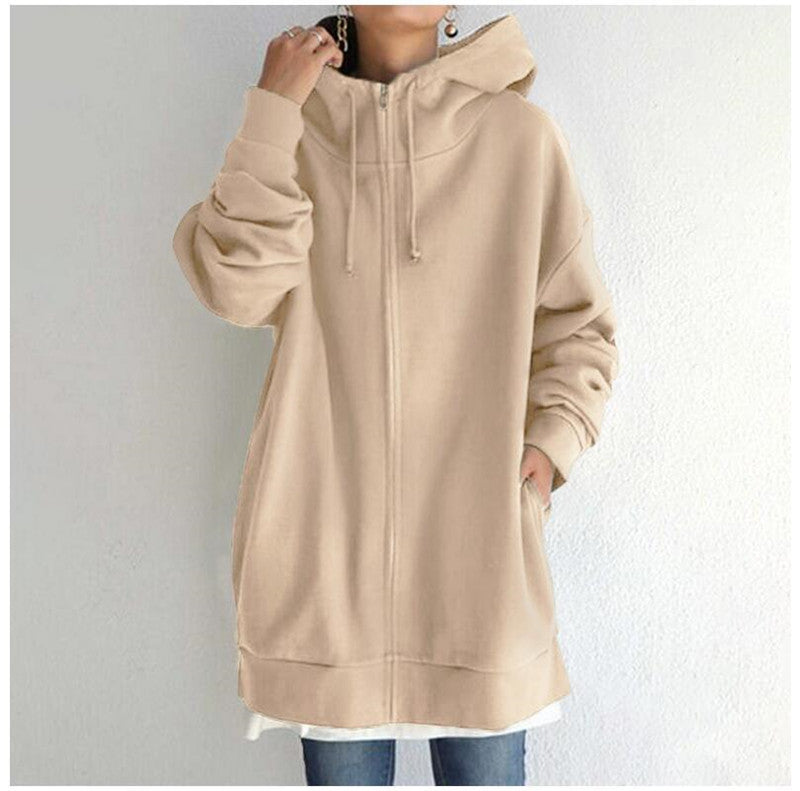 Oversized Hoodie Damen mit Kapuze und praktischen Reißverschluss - 5 - Annoboutique