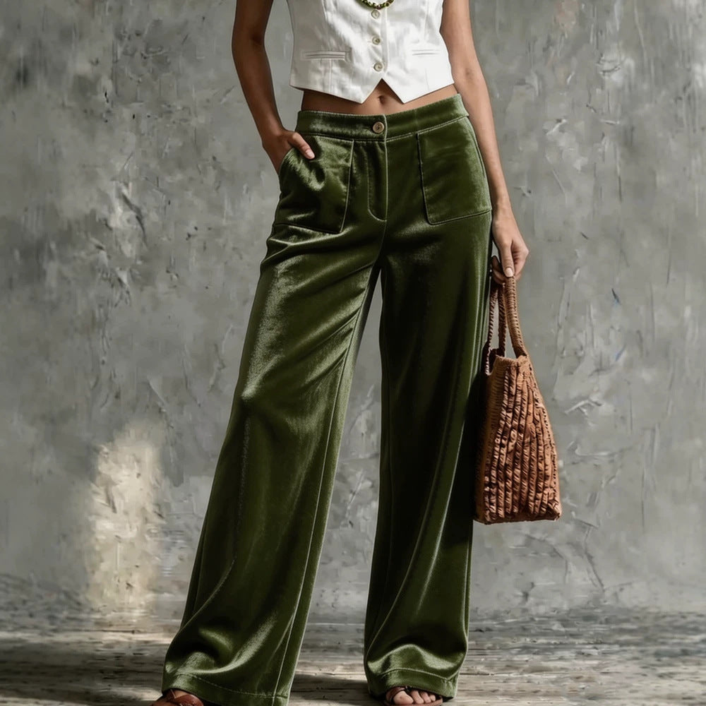 Weite Hosen Damen mit Hohem Bund und Praktischen Taschen - 5 - Annoboutique
