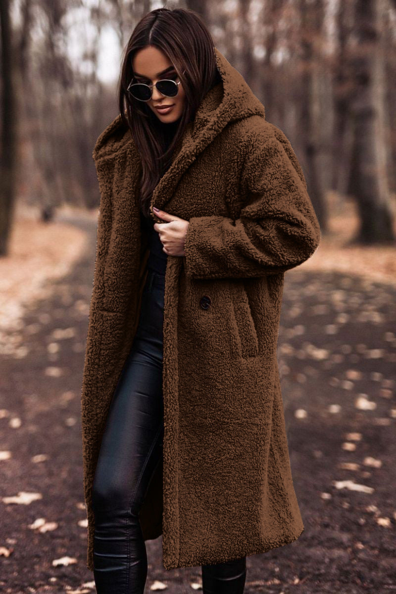 Damen Mantel mit Kapuze und bequemer Passform + lässige Silhouette - 1 - Annoboutique