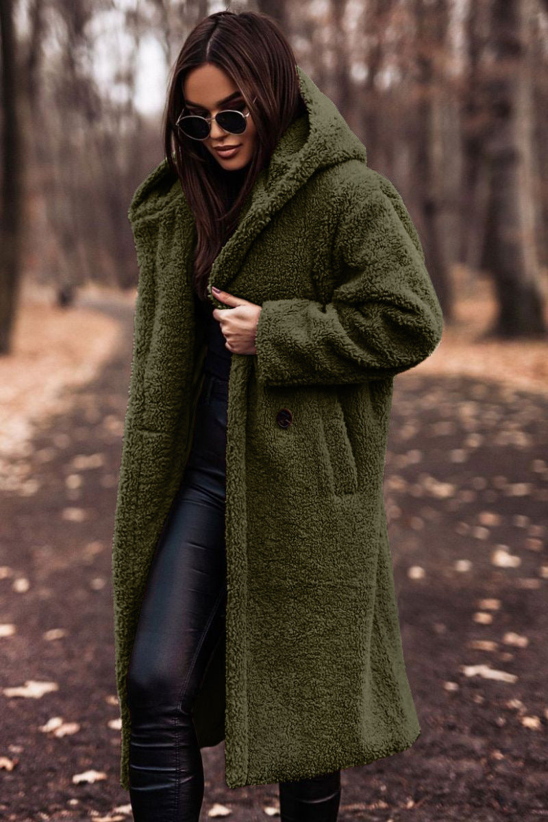 Damen Mantel mit Kapuze und bequemer Passform + lässige Silhouette - 2 - Annoboutique