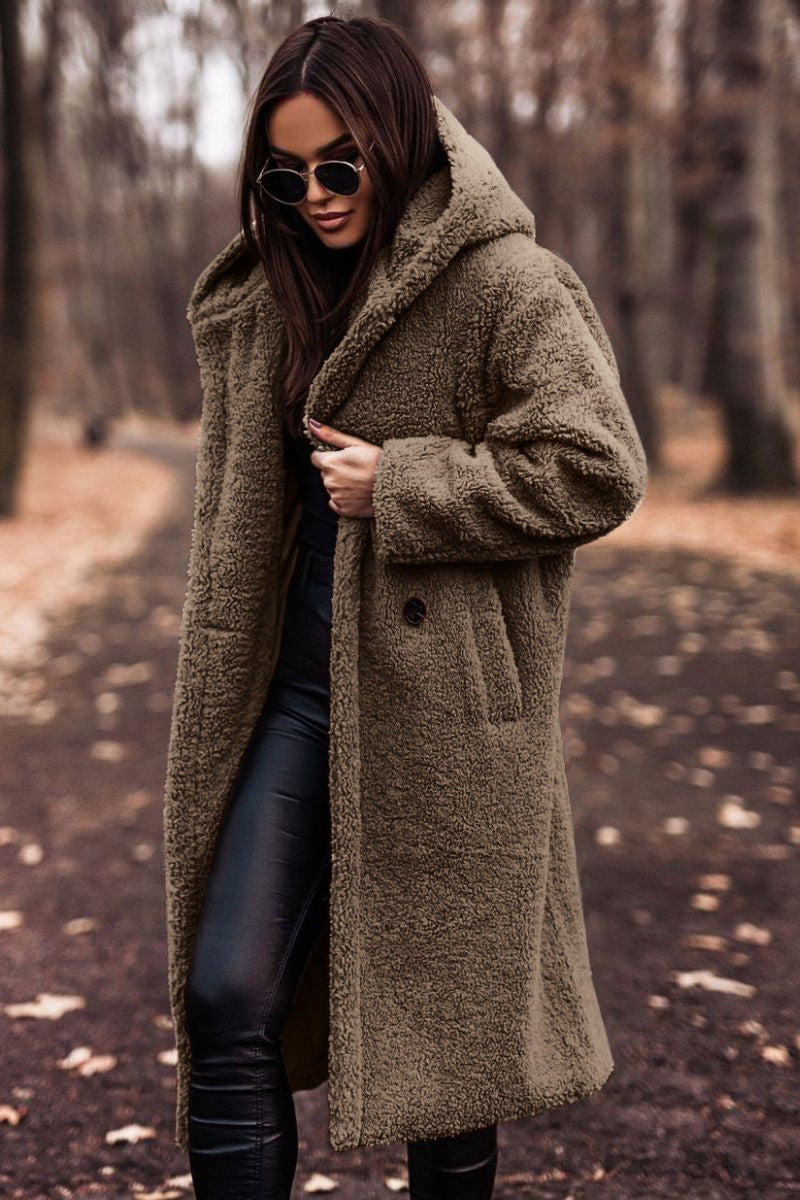 Damen Mantel mit Kapuze und bequemer Passform + lässige Silhouette - 4 - Annoboutique