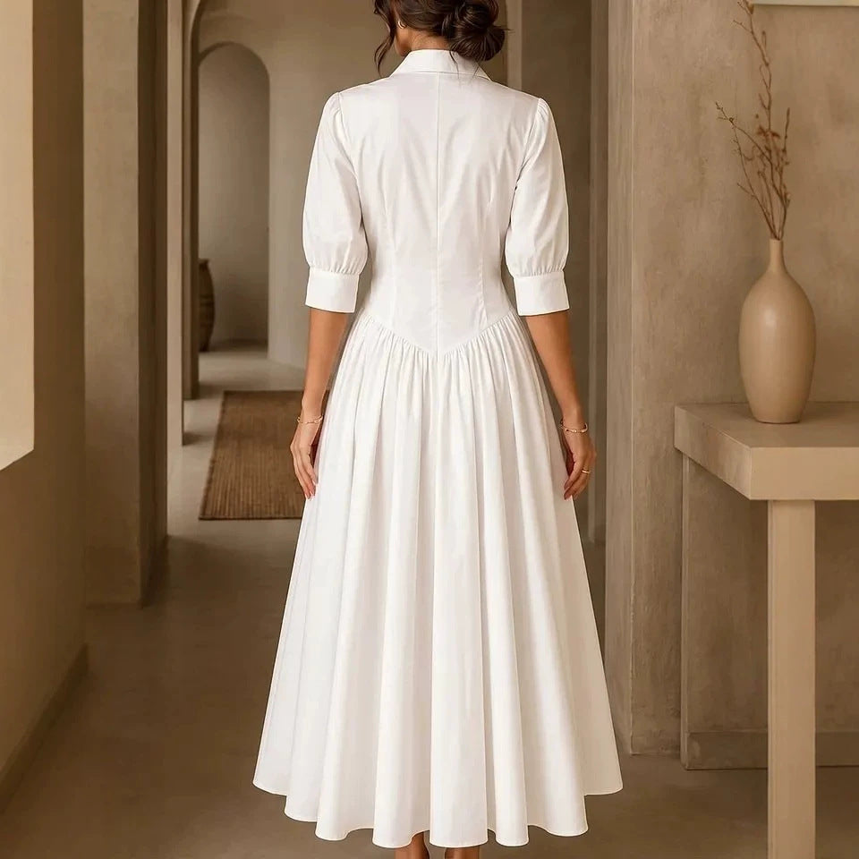 Hemdblusenkleid Damen mit taillierter Silhouette und Halbarm - 6 - Annoboutique