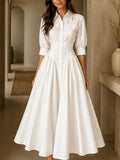 Hemdblusenkleid Damen mit taillierter Silhouette und Halbarm - 11 - Annoboutique