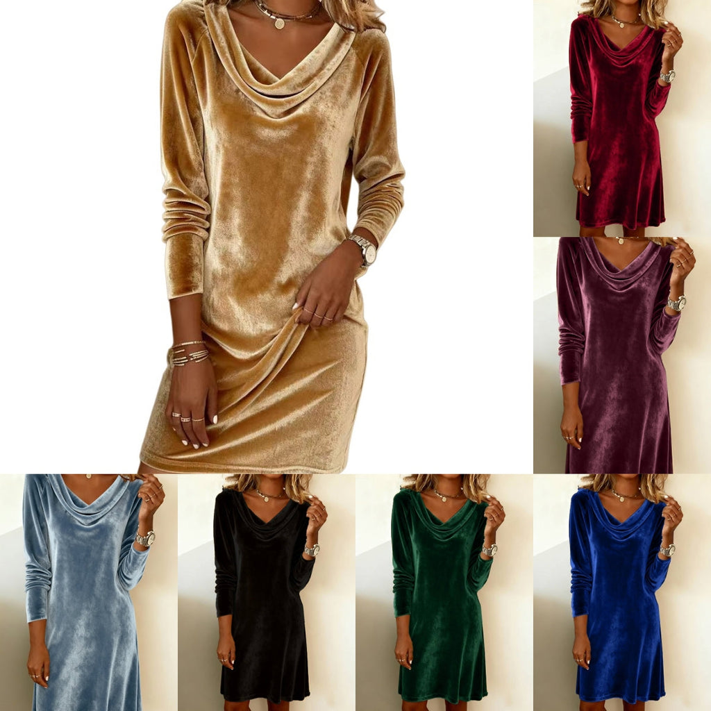 Wickelkleid Damen mit V-Ausschnitt und langen Ärmeln, in verschiedenen Farben - 3 - Annoboutique