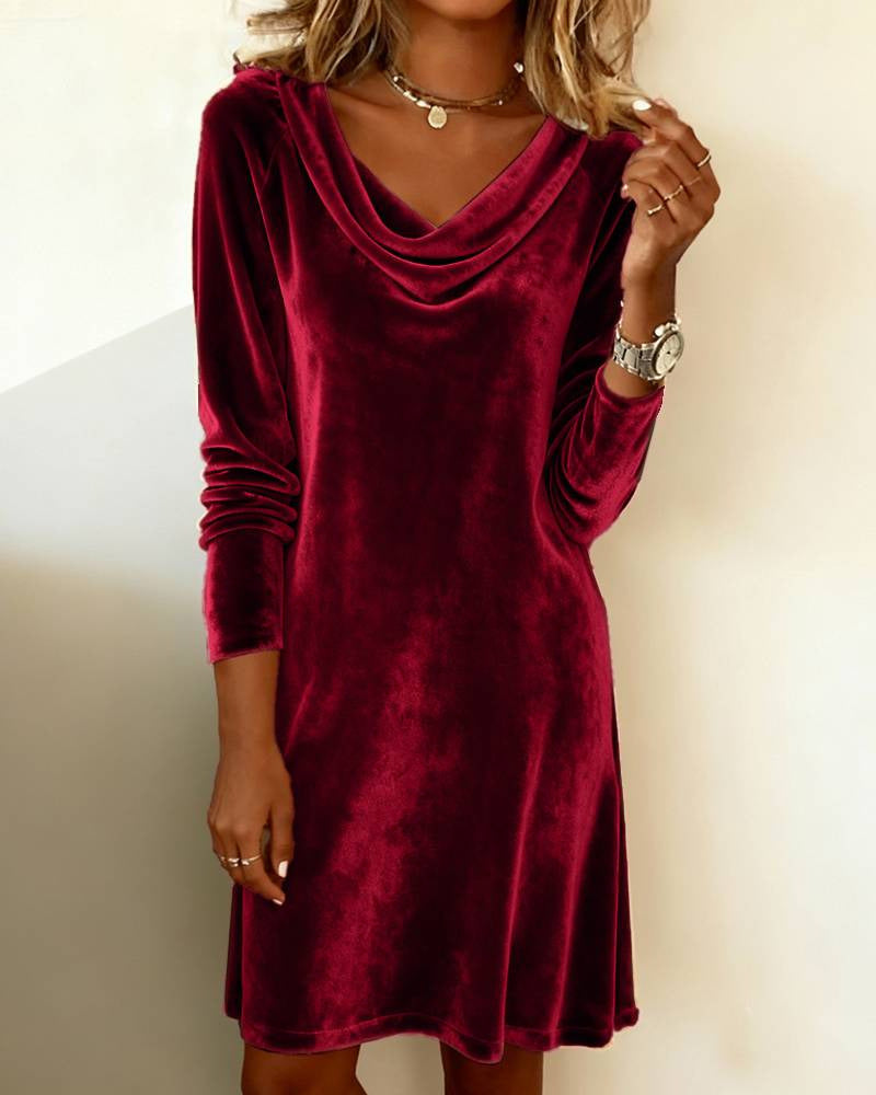 Wickelkleid Damen mit V-Ausschnitt und langen Ärmeln, in verschiedenen Farben - 5 - Annoboutique