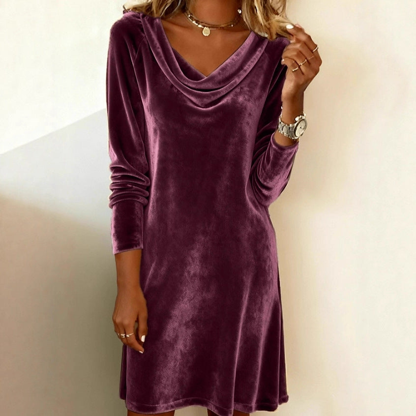 Wickelkleid Damen mit V-Ausschnitt und langen Ärmeln, in verschiedenen Farben - 6 - Annoboutique