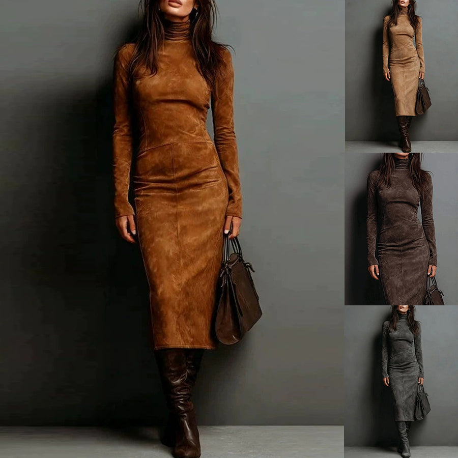 Maxikleid Damen mit Rollkragen und figurbetonter Silhouette - 1 - Annoboutique