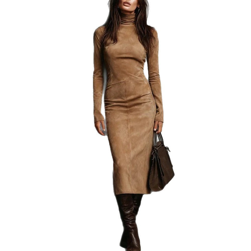 Maxikleid Damen mit Rollkragen und figurbetonter Silhouette - 4 - Annoboutique