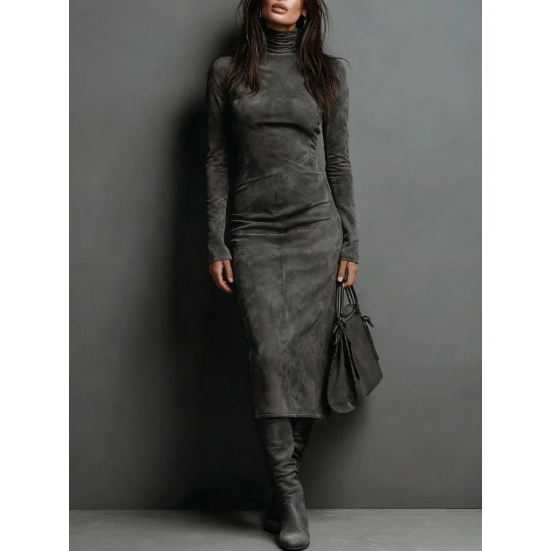 Maxikleid Damen mit Rollkragen und figurbetonter Silhouette - 5 - Annoboutique