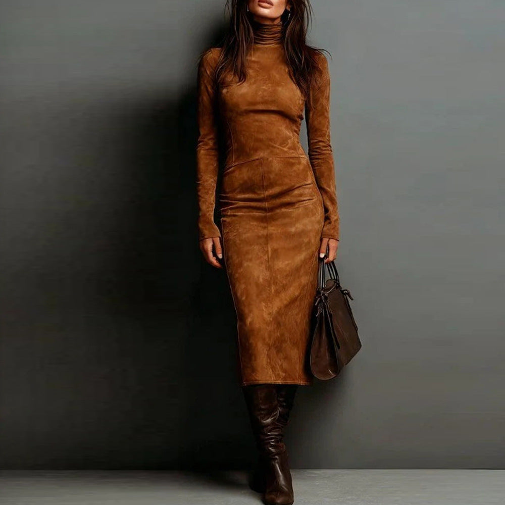 Maxikleid Damen mit Rollkragen und figurbetonter Silhouette - 6 - Annoboutique