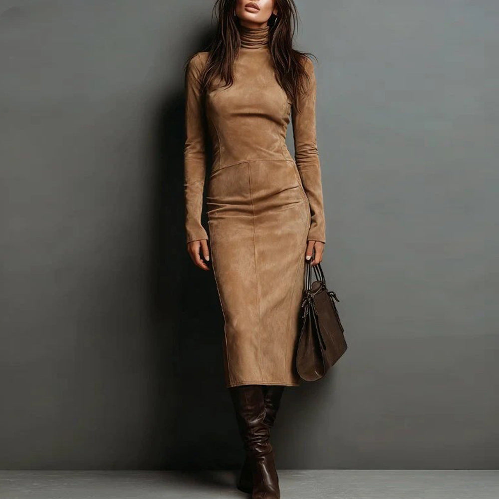 Maxikleid Damen mit Rollkragen und figurbetonter Silhouette - 7 - Annoboutique