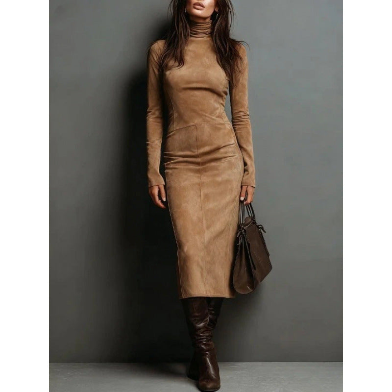 Maxikleid Damen mit Rollkragen und figurbetonter Silhouette - 8 - Annoboutique